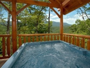 hot tub with view at Wears Valley cabin