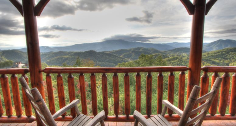 Rocking chairs on cabin porch