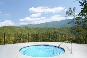 The outdoor hot tub at the Preserve Resort in the Smoky Mountains.