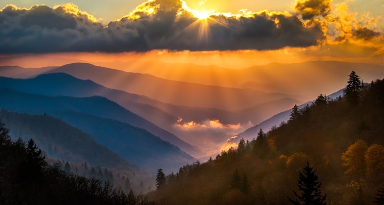 Stunning sunset in the Smoky Mountains