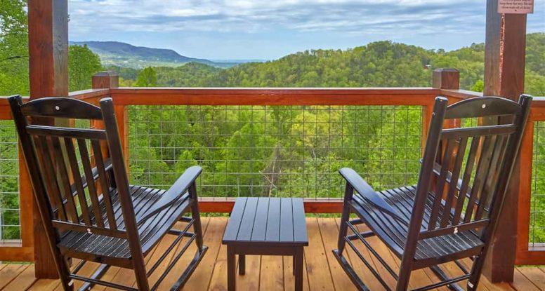 chairs on balcony of secluded wears valley cabin
