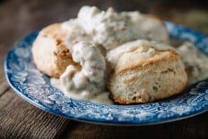 plate of biscuits and gravy