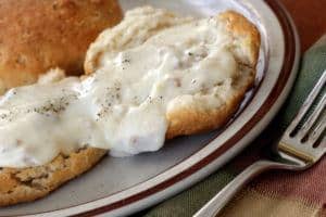 homemade biscuits and gravy