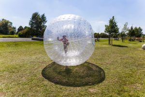 person in a zorb