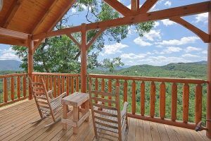 deck of a 1 bedroom cabin in the smokies