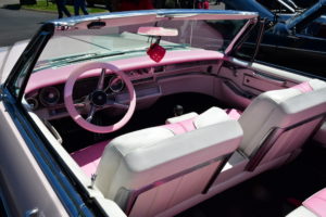 pink car at a car show in the smoky mountains